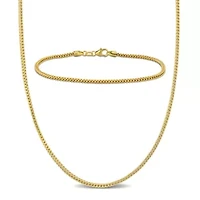 2-Piece Set of Men's 1.85mm Franco Link Chain Necklace and Bracelet in 10K Yellow Gold, 20" & 9"