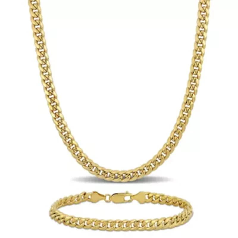 2-Piece Set of 6.15mm Miami Cuban Link Chain Necklace and Bracelet in 10K Yellow Gold