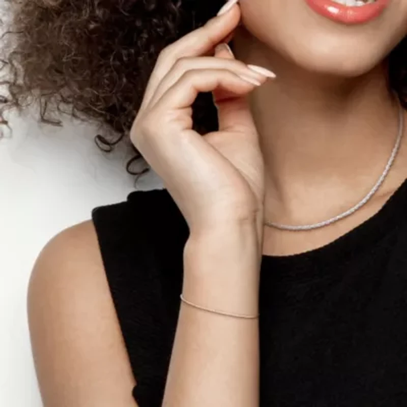 2-Piece Set of 1.3mm Singapore Chain Necklace and Bracelet in 14K White Gold, 16" & 7.5"