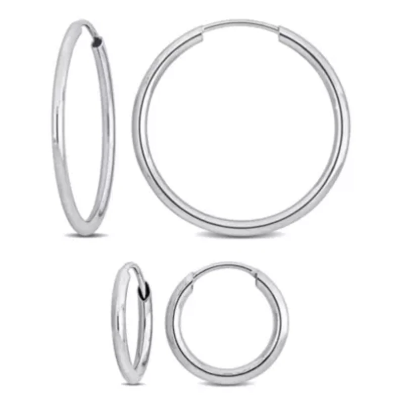 2-Piece Set of 20mm & 11mm Hoop Earrings in 14K White Gold