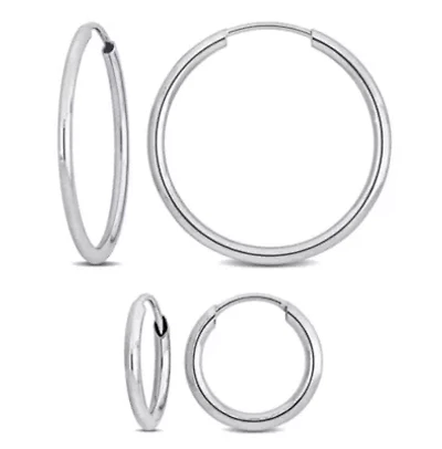 2-Piece Set of 20mm & 11mm Hoop Earrings in 14K White Gold