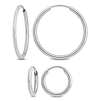 2-Piece Set of 20mm & 11mm Hoop Earrings in 14K White Gold