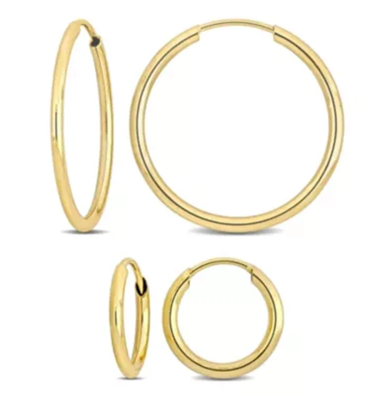 2-Piece Set of 20mm & 11mm Hoop Earrings in 14K Yellow Gold