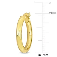 20mm Round Hoop Earrings in Yellow Plated Sterling SIlver