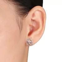 2-Pc Set of Morganite & 1/5 ct. t.w. Diamond Earrings & Pendant with Chain in Rose Plated Sterling Silver