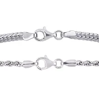 2-Pc Set of Herringbone & Rope Bracelets in Sterling Silver