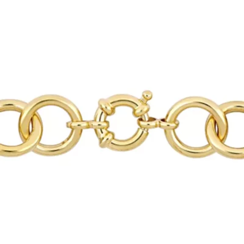 2-Pc Set of Fancy Link Bracelet & Necklace in Yellow Plated Sterling Silver