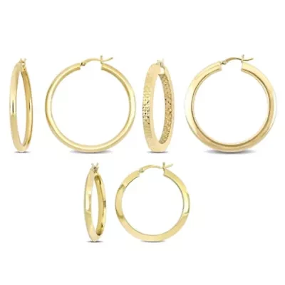 3-Pc Set of Hoop Earrings in Yellow Plated Sterling Silver