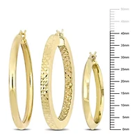 3-Pc Set of Hoop Earrings in Yellow Plated Sterling Silver