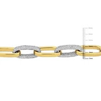 2-Pc Set of Oval Link with White Sparkle Enamel Necklace & Bracelet in Yellow Plated Sterling Silver