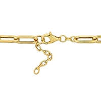 2-Pc Set of Oval Link with White Sparkle Enamel Necklace & Bracelet in Yellow Plated Sterling Silver