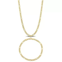 2-Pc Set of Men's 3.8mm Figaro Chain Necklace & Bracelet in Yellow Plated Sterling Silver