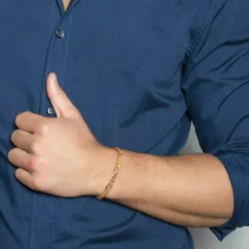 2-Pc Set of Men's 5.5mm Figaro Chain Necklace & Bracelet in Yellow Plated Sterling Silver