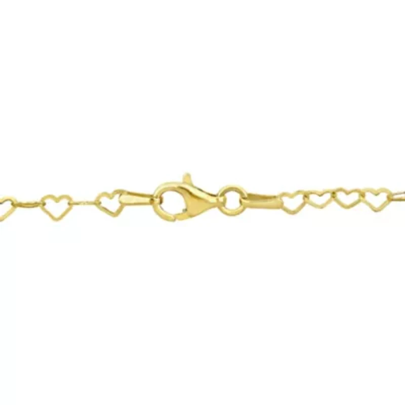 2-Pc Set of 3mm Heart Link Necklace & Anklet in Yellow Plated Sterling Silver