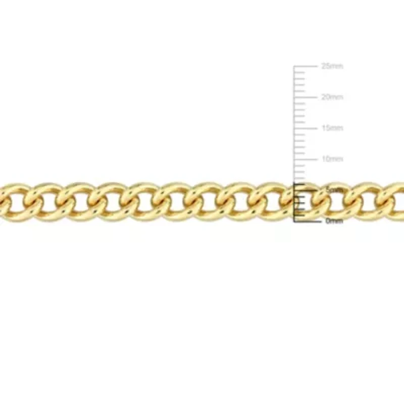 2-Pc Set of Men's 6.5mm Curb Link Chain Necklace & Bracelet in Yellow Plated Sterling Silver