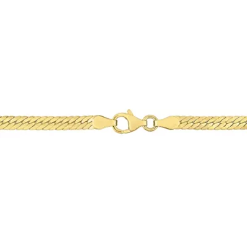 2-Pc Set of 3mm Herringbone Necklace & Bracelet in Yellow Plated Sterling Silver