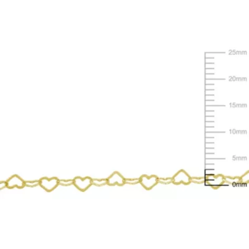 2-Pc Set of 3mm Heart Link Necklace & Bracelet in Yellow Plated Sterling Silver