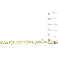 2-Pc Set of 3mm Heart Link Necklace & Bracelet in Yellow Plated Sterling Silver