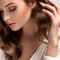 2-Pc Set of 3mm Heart Link Necklace & Bracelet in Yellow Plated Sterling Silver