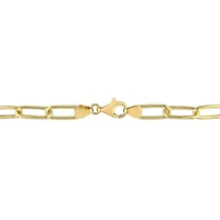 2-Pc Set of Men's 6mm Polished Paperclip Chain Necklace & Bracelet in Yellow Plated Sterling Silver