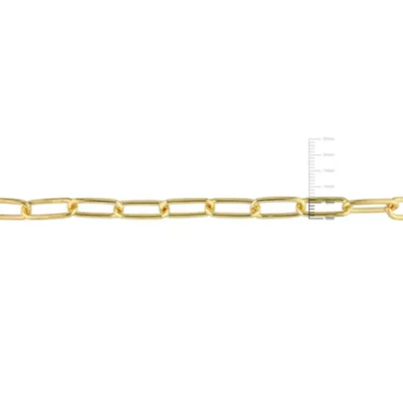 2-Pc Set of Men's 6mm Polished Paperclip Chain Necklace & Bracelet in Yellow Plated Sterling Silver