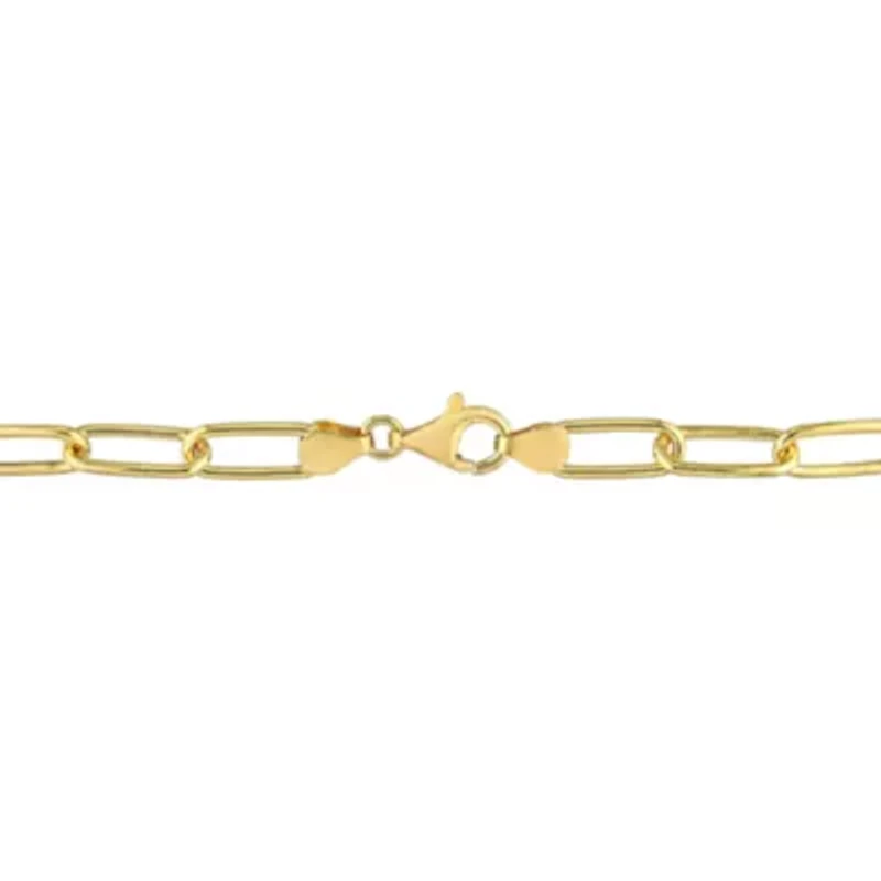 2-Pc Set of Men's 6mm Polished Paperclip Chain Necklace & Bracelet in Yellow Plated Sterling Silver