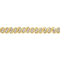 2-Piece Set of 2.97 ct. t.w. Diamond "S" Link Tennis Necklace & Bracelet in Yellow Plated Sterling Silver