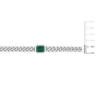 Lab Created 2-Piece Set of Created Emerald Curb Link Necklace & Bracelet in Sterling Silver