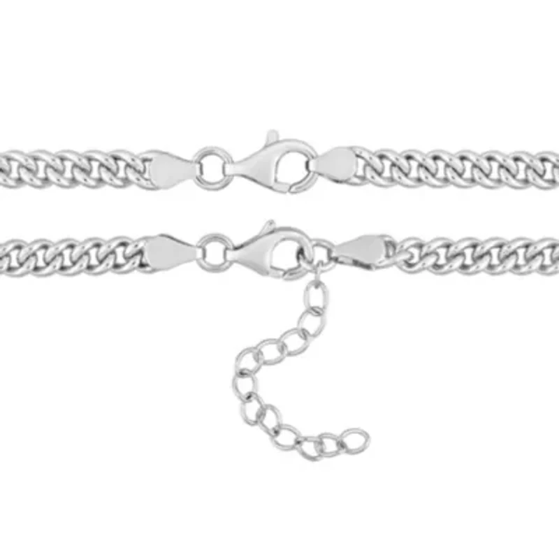 Lab Created 2-Piece Set of Created Emerald Curb Link Necklace & Bracelet in Sterling Silver
