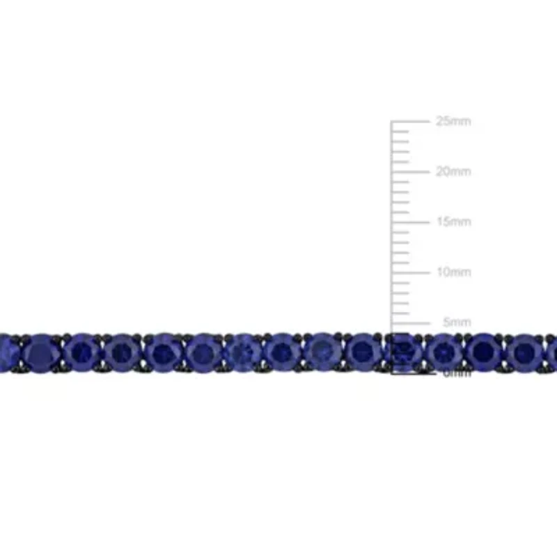 Lab Created 2-Pc Set of Men's Created Blue Sapphire Tennis Necklace & Bracelet in Sterling Silver with Black Rhodium