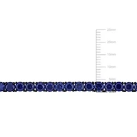 Lab Created 2-Pc Set of Men's Created Blue Sapphire Tennis Necklace & Bracelet in Sterling Silver with Black Rhodium