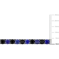 Lab Created 2-Pc Set of Men's Created Blue & Black Sapphire Tennis Necklace & Bracelet in Sterling Silver with Black Rhodium