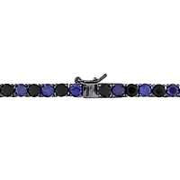 Lab Created 2-Pc Set of Men's Created Blue & Black Sapphire Tennis Necklace & Bracelet in Sterling Silver with Black Rhodium