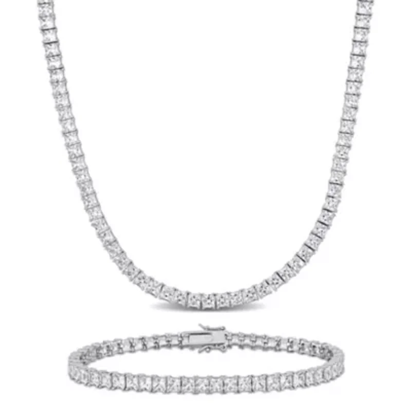Lab Created 2-Pc Set of Men's Created White Sapphire Tennis Necklace & Bracelet in Sterling Silver