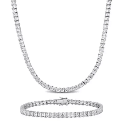 Lab Created 2-Pc Set of Men's Created White Sapphire Tennis Necklace & Bracelet in Sterling Silver