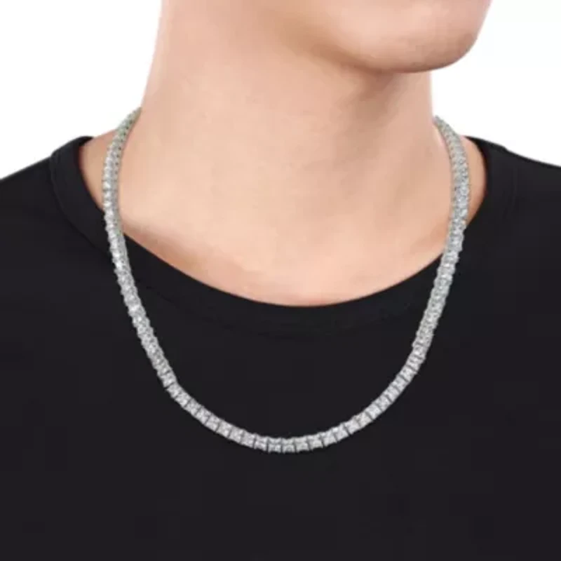 Lab Created 2-Pc Set of Men's Created White Sapphire Tennis Necklace & Bracelet in Sterling Silver
