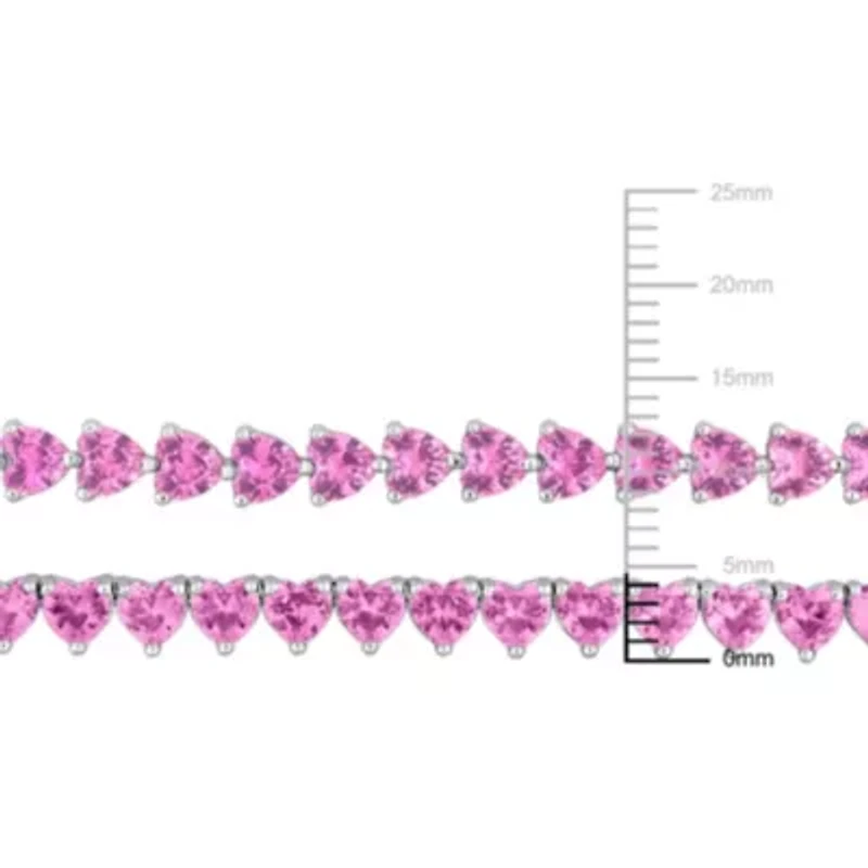 Lab Created 2-Piece Set of Created Pink Sapphire Necklace & Bracelet in Sterling Silver