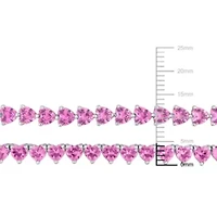 Lab Created 2-Piece Set of Created Pink Sapphire Necklace & Bracelet in Sterling Silver