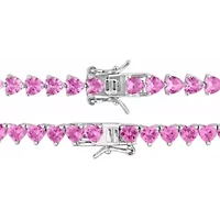 Lab Created 2-Piece Set of Created Pink Sapphire Necklace & Bracelet in Sterling Silver