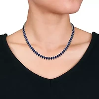 Lab Created 2-Piece Set of Created Blue Sapphire Tennis Necklace & Bracelet in Sterling Silver