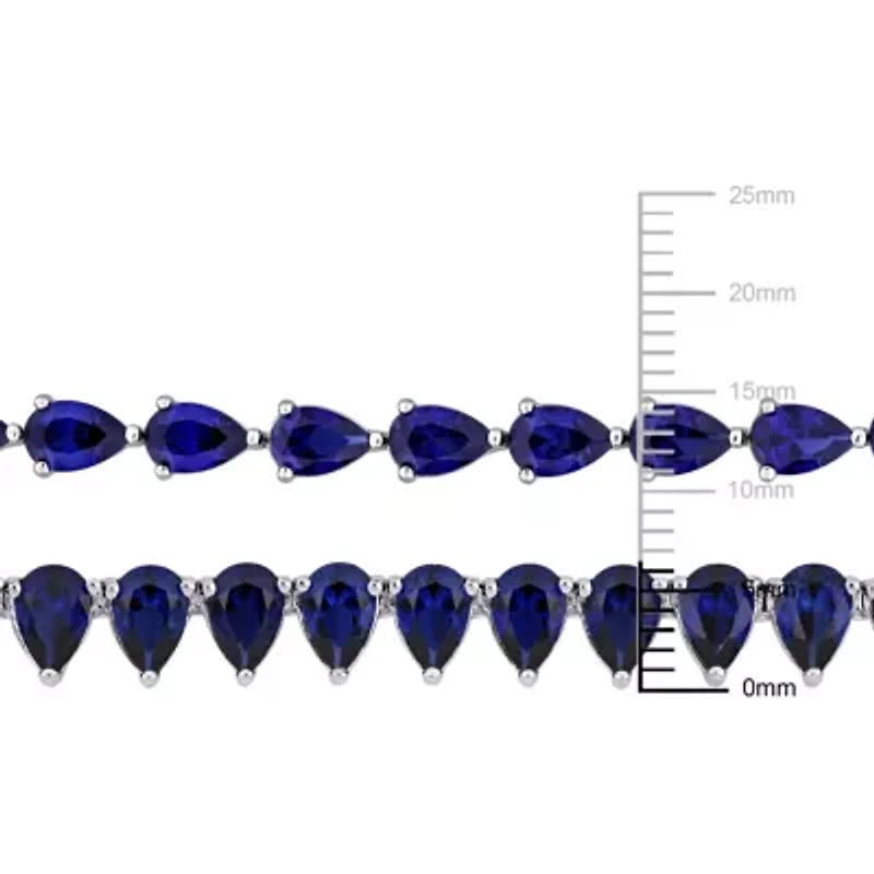 Lab Created 2-Piece Set of Created Blue Sapphire Tennis Necklace & Bracelet in Sterling Silver