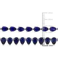 Lab Created 2-Piece Set of Created Blue Sapphire Tennis Necklace & Bracelet in Sterling Silver