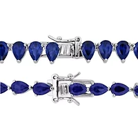 Lab Created 2-Piece Set of Created Blue Sapphire Tennis Necklace & Bracelet in Sterling Silver