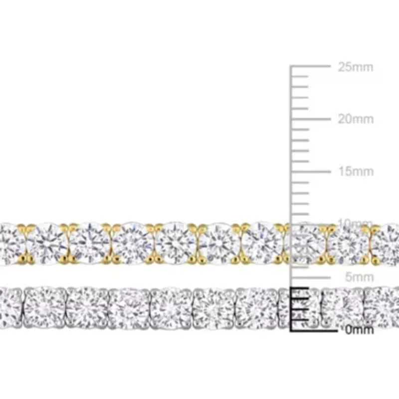 Lab Created 2-Piece Set of Created White Sapphire Semi Tennis Bracelets in Sterling & Yellow Plated Sterling Silver