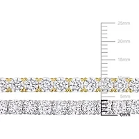 Lab Created 2-Piece Set of Created White Sapphire Semi Tennis Bracelets in Sterling & Yellow Plated Sterling Silver