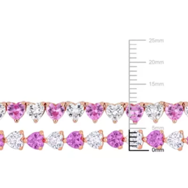 Lab Created 2-Piece Set of Created Pink & White Sapphire Necklace & Bracelet in Rose Plated Sterling Silver