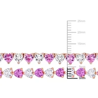 Lab Created 2-Piece Set of Created Pink & White Sapphire Necklace & Bracelet in Rose Plated Sterling Silver