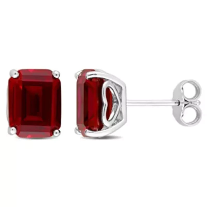 Lab Created Created Ruby Fashion Post Earrings in Sterling Silver