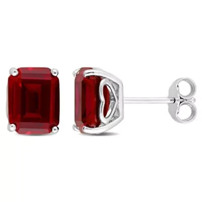 Lab Created Created Ruby Fashion Post Earrings in Sterling Silver