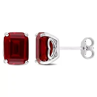 Lab Created Created Ruby Fashion Post Earrings in Sterling Silver